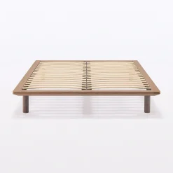 Lits^Muji Lit plateforme double en noyer
