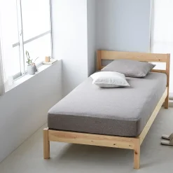 Lits^Muji Lit simple en pin Tête de lit plateforme simple en chêne