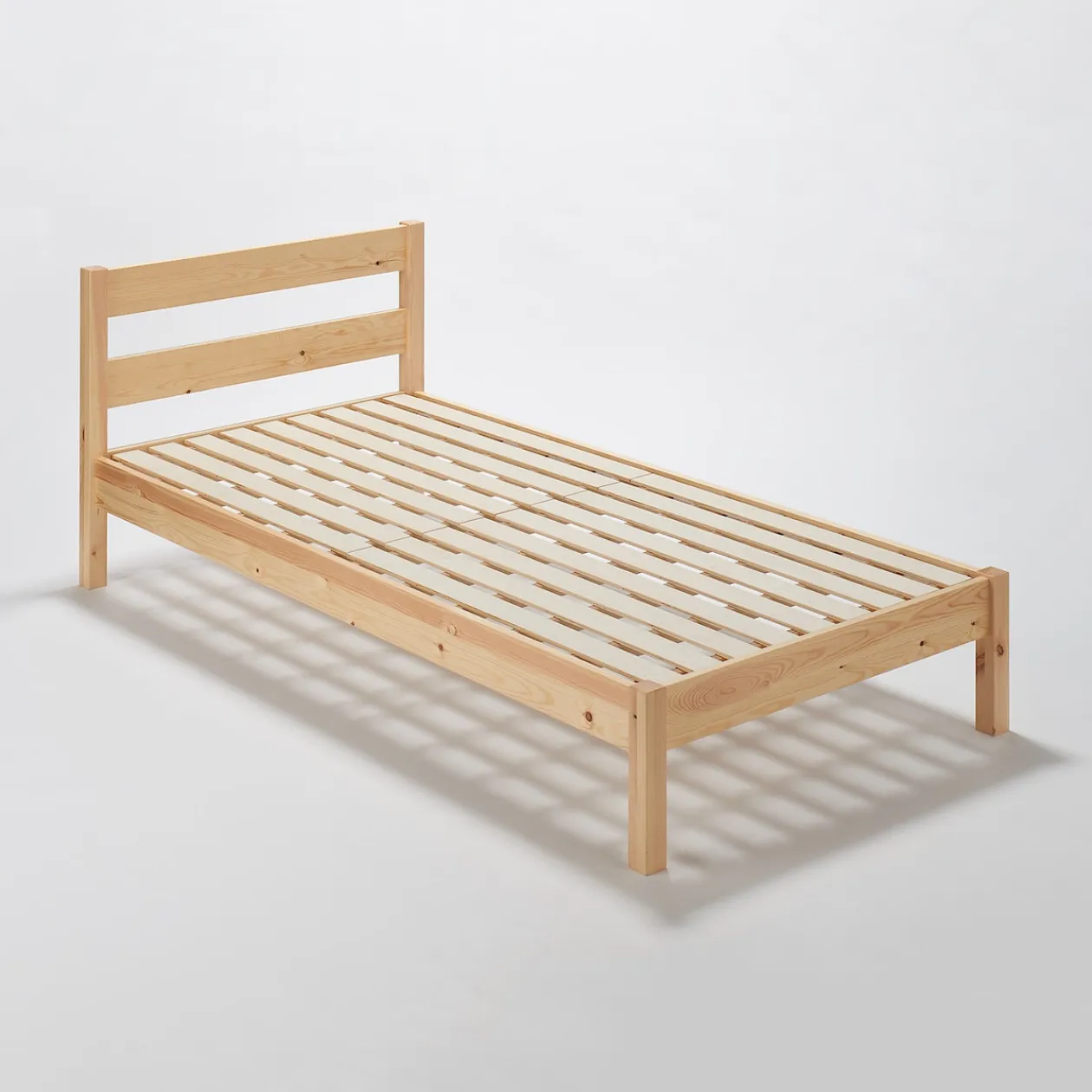 Lits^Muji Lit simple en pin Tête de lit plateforme simple en chêne