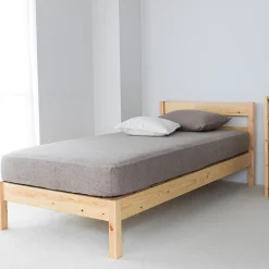 Lits^Muji Lit simple en pin Tête de lit plateforme simple en chêne