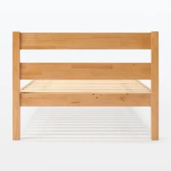 Lits^Muji Lit simple plaqué en bois d'hévéa