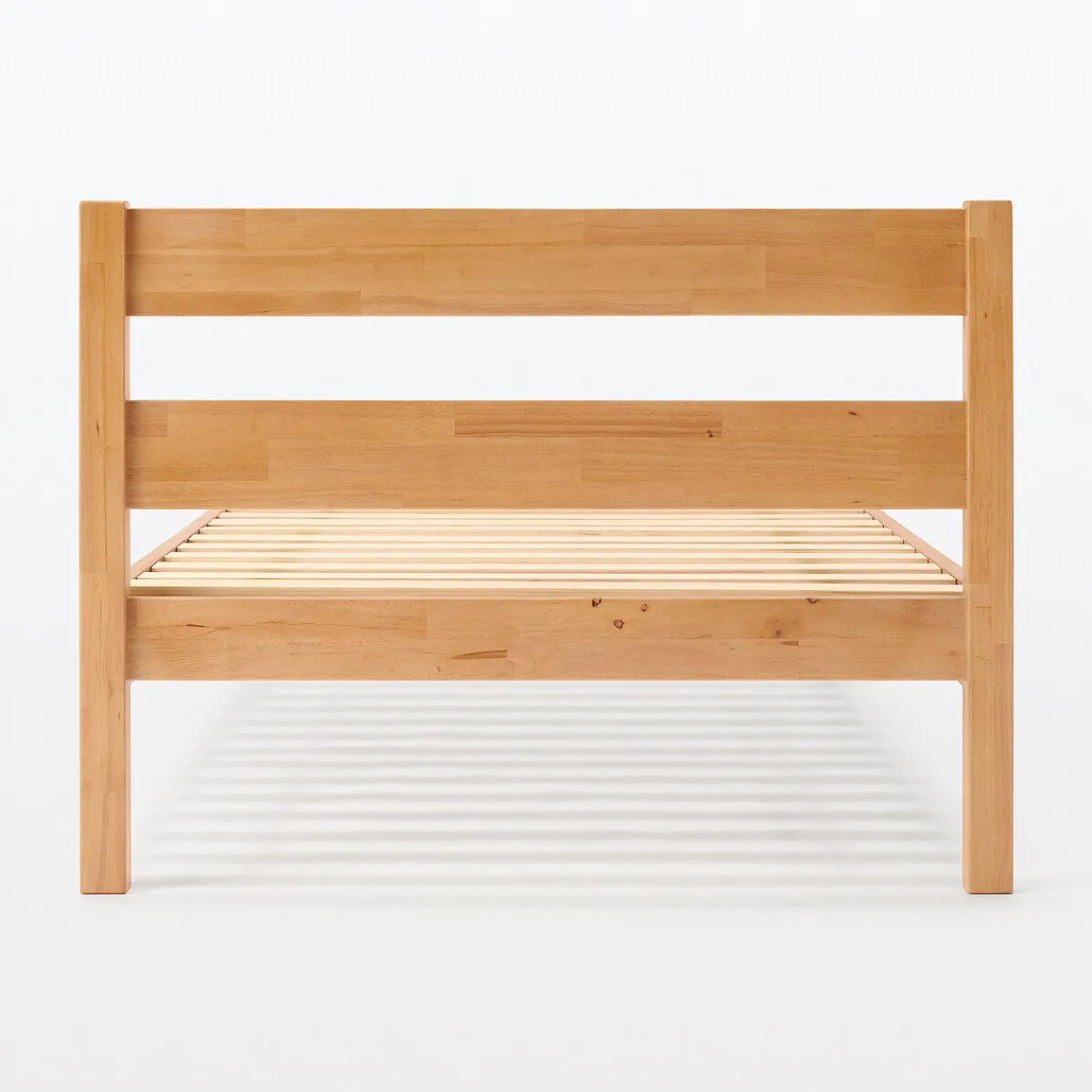 Lits^Muji Lit simple plaqué en bois d'hévéa