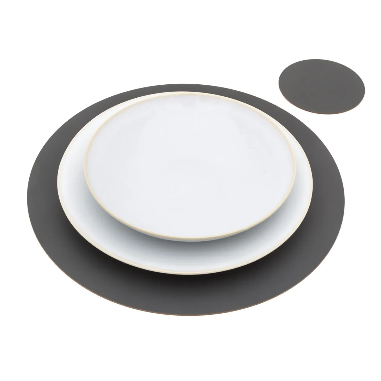 Linge De Table^Muji Lot de 4 dessous de verre en cuir recyclé, Graphite