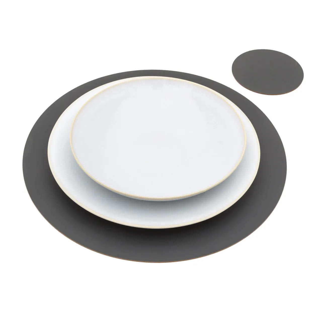 Linge De Table^Muji Lot de 4 dessous de verre en cuir recyclé, Graphite