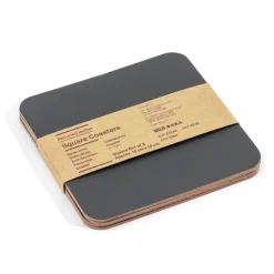 Linge De Table^Muji Lot de 4 dessous de verre rectangulaires en cuir recyclé, Graphite