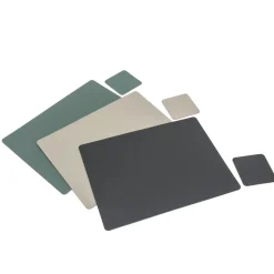 Linge De Table^Muji Lot de 4 dessous de verre rectangulaires en cuir recyclé, Eukalyptus