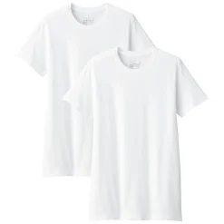 Sous‐Vêtements^Muji Lot de 2 t‐shirts col rond en coton sans couture latérale pour homme