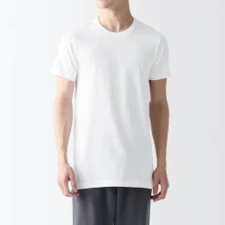 Sous‐Vêtements^Muji Lot de 2 t‐shirts col rond en coton sans couture latérale pour homme