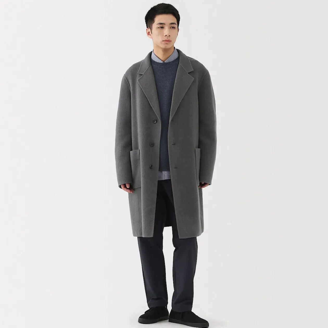 Vestes Et Manteaux^Muji Manteau Chesterfield en mélange de laine mérinos pour homme
