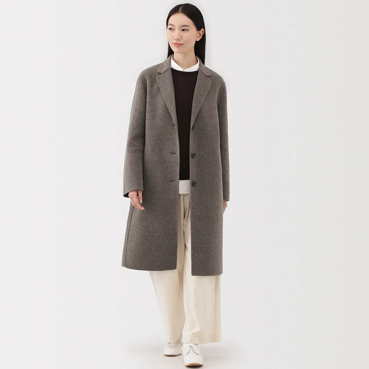 Vestes Et Manteaux^Muji Manteau Chesterfield en mélange de laine mérinos pour femme