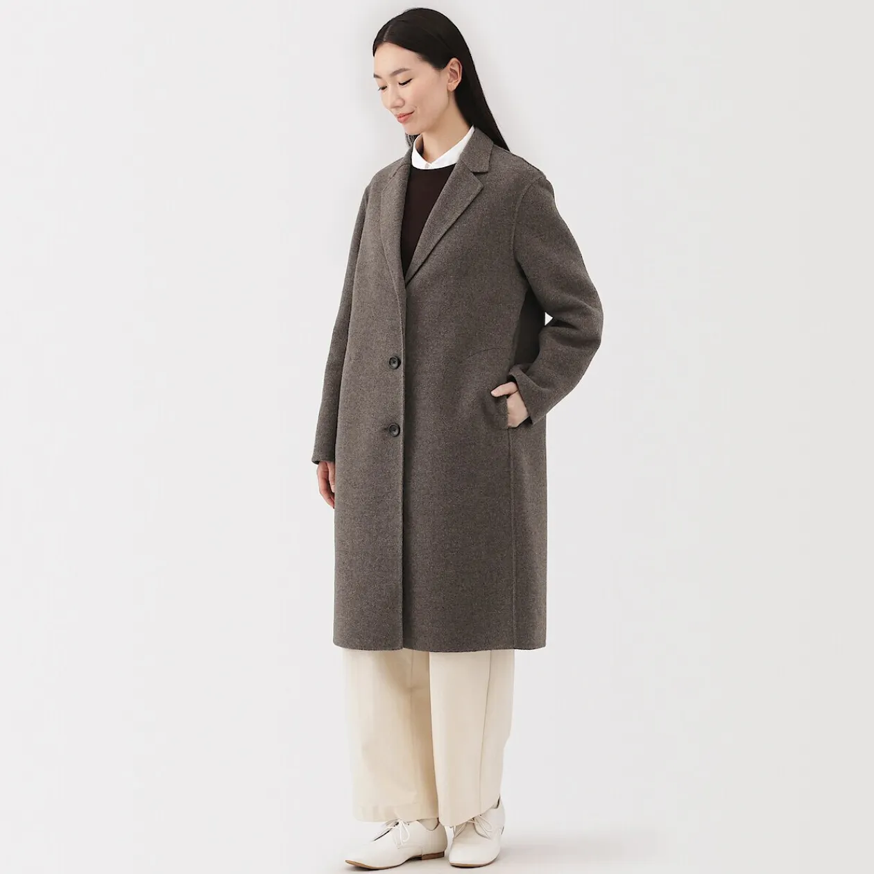 Vestes Et Manteaux^Muji Manteau Chesterfield en mélange de laine mérinos pour femme