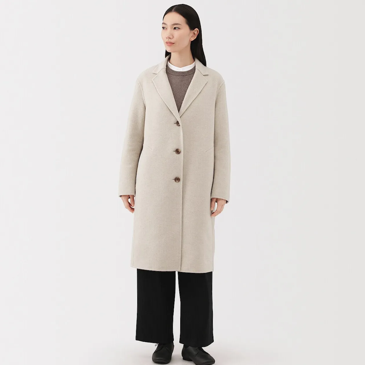 Vestes Et Manteaux^Muji Manteau Chesterfield en mélange de laine mérinos pour femme