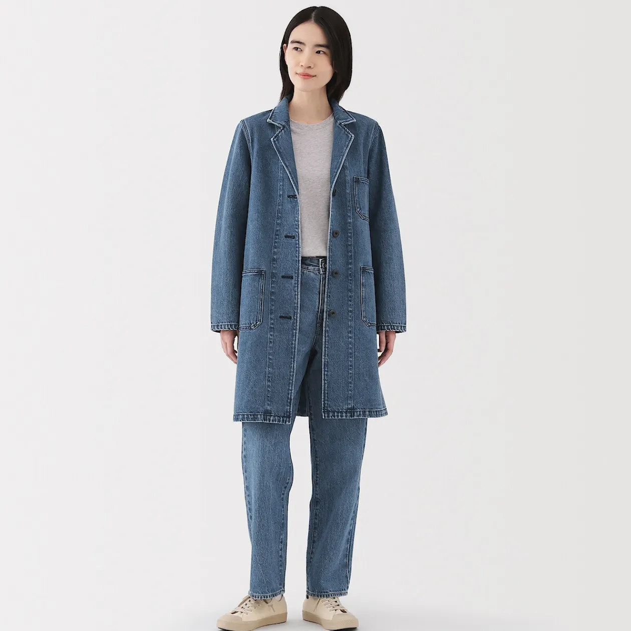 Vestes Et Manteaux^Muji Manteau en denim mélangé kapok pour femme