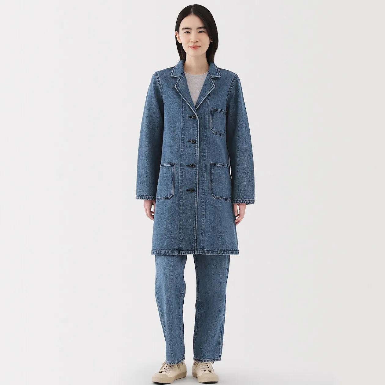 Vestes Et Manteaux^Muji Manteau en denim mélangé kapok pour femme