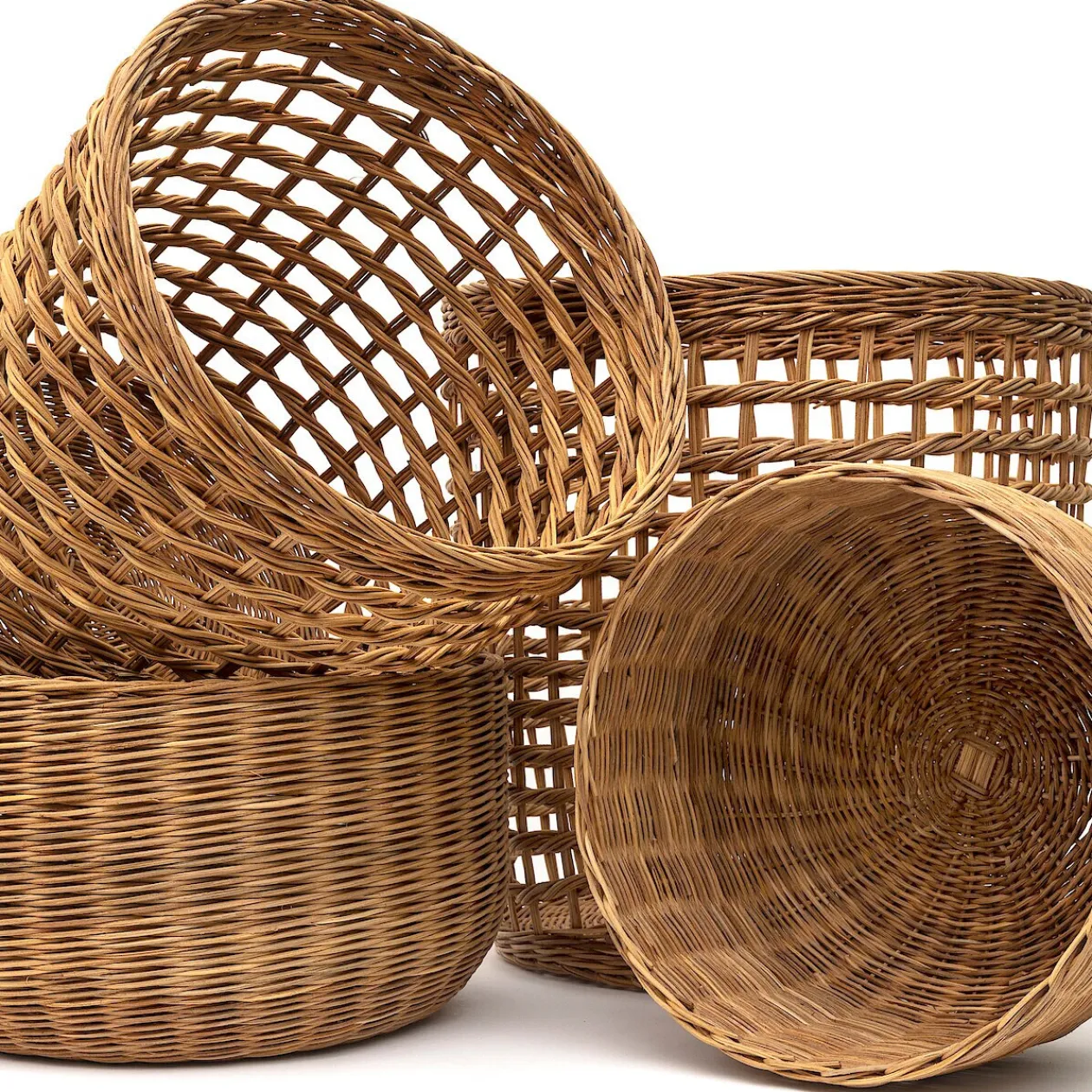 Rangements En Rotin^Muji Panier rond en rotin à tissage ouvert M
