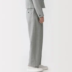 Pantalons, Jupes Et Shorts^Muji Pantalon à plis à chevrons en mélange de lin pour femme Gris