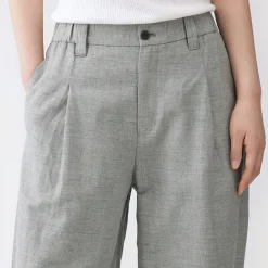Pantalons, Jupes Et Shorts^Muji Pantalon à plis à chevrons en mélange de lin pour femme Gris