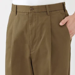 Pantalons Et Shorts^Muji Pantalon Chino à pinces en coton stretch coupe wide homme