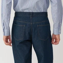 Pantalons Et Shorts^Muji Pantalon en denim en mélange de fibres Washi pour homme Bleu Marine Foncé