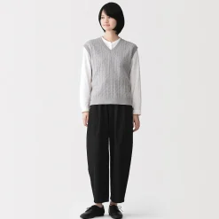 Pantalons, Jupes Et Shorts^Muji Pantalon fuselé à jambes larges en sergé de coton mélangé pour femme