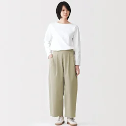 Pantalons, Jupes Et Shorts^Muji Pantalon fuselé à jambes larges en sergé de coton mélangé pour femme