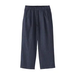 Pantalons, Jupes Et Shorts^Muji Pantalon large en mélange lin-denim pour femme Bleu Marine Foncé