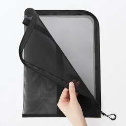 Porte-Cartes Et Albums^Muji Porte-documents en nylon maillé avec fermeture éclair - A4, Noir