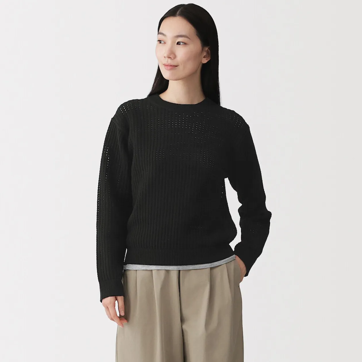Pulls Et Cardigans|Pyjamas Et Vêtements D'Intérieur^Muji Pull à col ras du cou en tricot de coton mélangé pour femme
