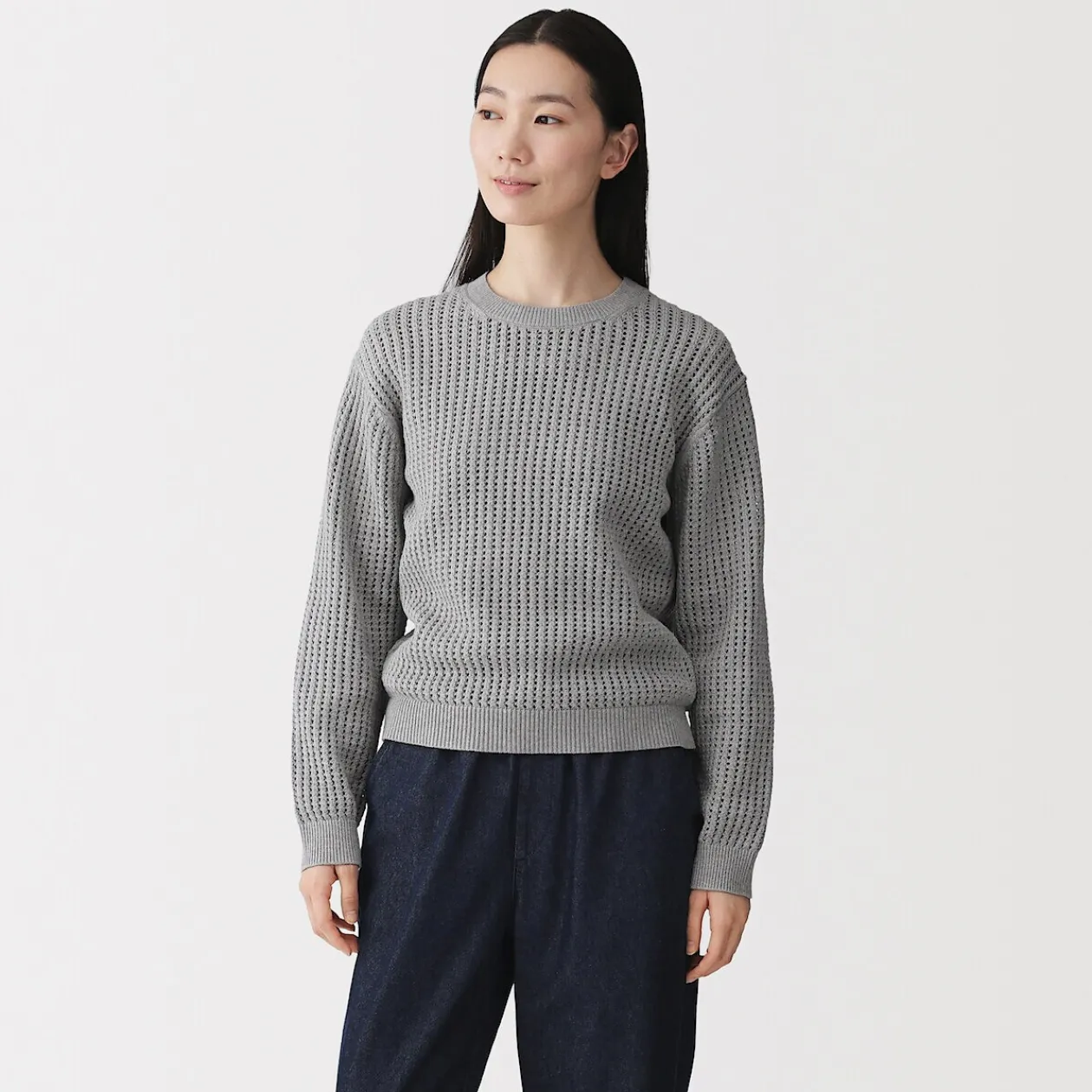 Pulls Et Cardigans|Pyjamas Et Vêtements D'Intérieur^Muji Pull à col ras du cou en tricot de coton mélangé pour femme