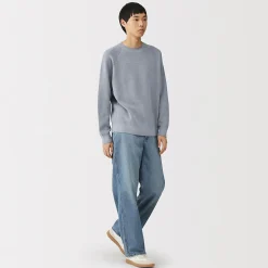 Pulls Et Cardigans|Hoodies Et Sweatshirts^Muji Pull à col ras du cou en tricot gaufré de coton mélangé pour homme
