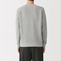 Pulls Et Cardigans|Hoodies Et Sweatshirts^Muji Pull à col ras du cou en tricot gaufré de coton mélangé pour homme