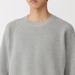 Pulls Et Cardigans|Hoodies Et Sweatshirts^Muji Pull à col ras du cou en tricot gaufré de coton mélangé pour homme