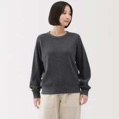 Hoodies Et Sweatshirts|Hauts Et T‐Shirts^Muji Pull à col rond en coton biologique tricoté gaufré pour femme