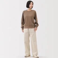 Hoodies Et Sweatshirts|Hauts Et T‐Shirts^Muji Pull à col rond en coton biologique tricoté gaufré pour femme