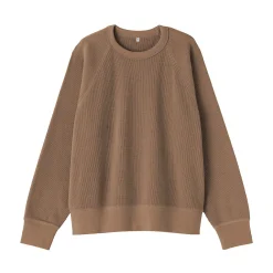 Hoodies Et Sweatshirts|Hauts Et T‐Shirts^Muji Pull à col rond en coton biologique tricoté gaufré pour femme
