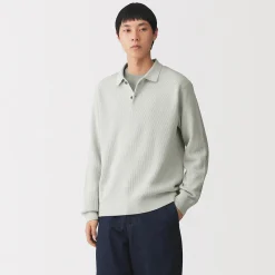 Pulls Et Cardigans^Muji Pull polo côtelé en mélange de coton pour homme