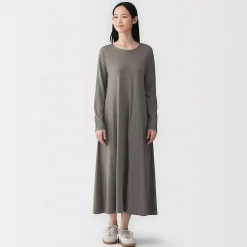 Robes Et Tuniques^Muji Robe à coupe trapèze et à manches longues en jersey de mélange Lyocell pour femme
