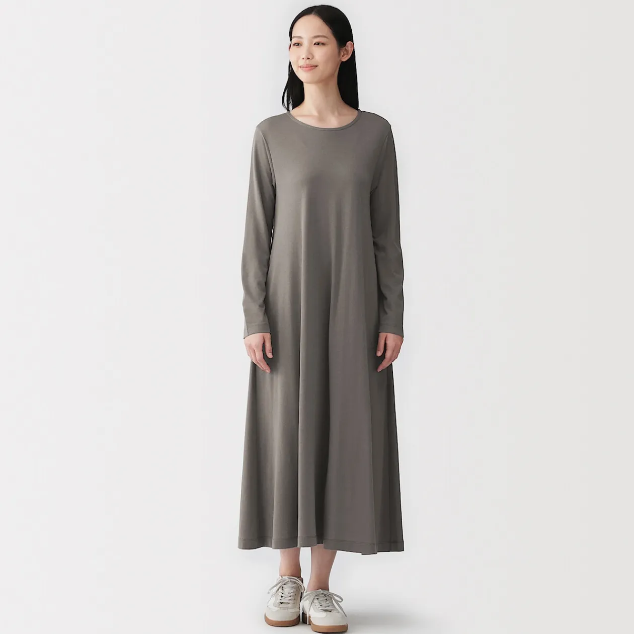 Robes Et Tuniques^Muji Robe à coupe trapèze et à manches longues en jersey de mélange Lyocell pour femme