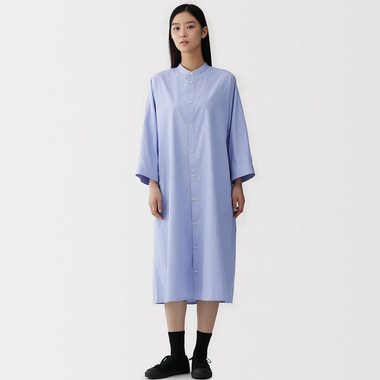 Robes Et Tuniques^Muji Robe chemise à col montant en popeline de coton biologique pour femme