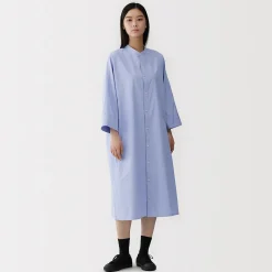 Robes Et Tuniques^Muji Robe chemise à col montant en popeline de coton biologique pour femme