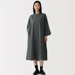 Robes Et Tuniques^Muji Robe chemise à col montant en popeline de coton biologique pour femme