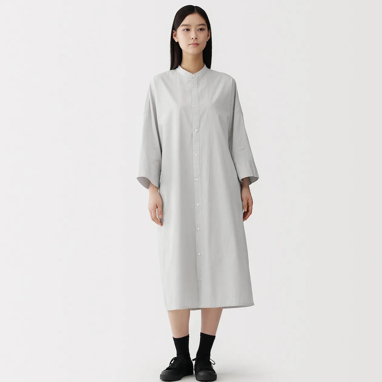 Robes Et Tuniques^Muji Robe chemise à col montant en popeline de coton biologique pour femme