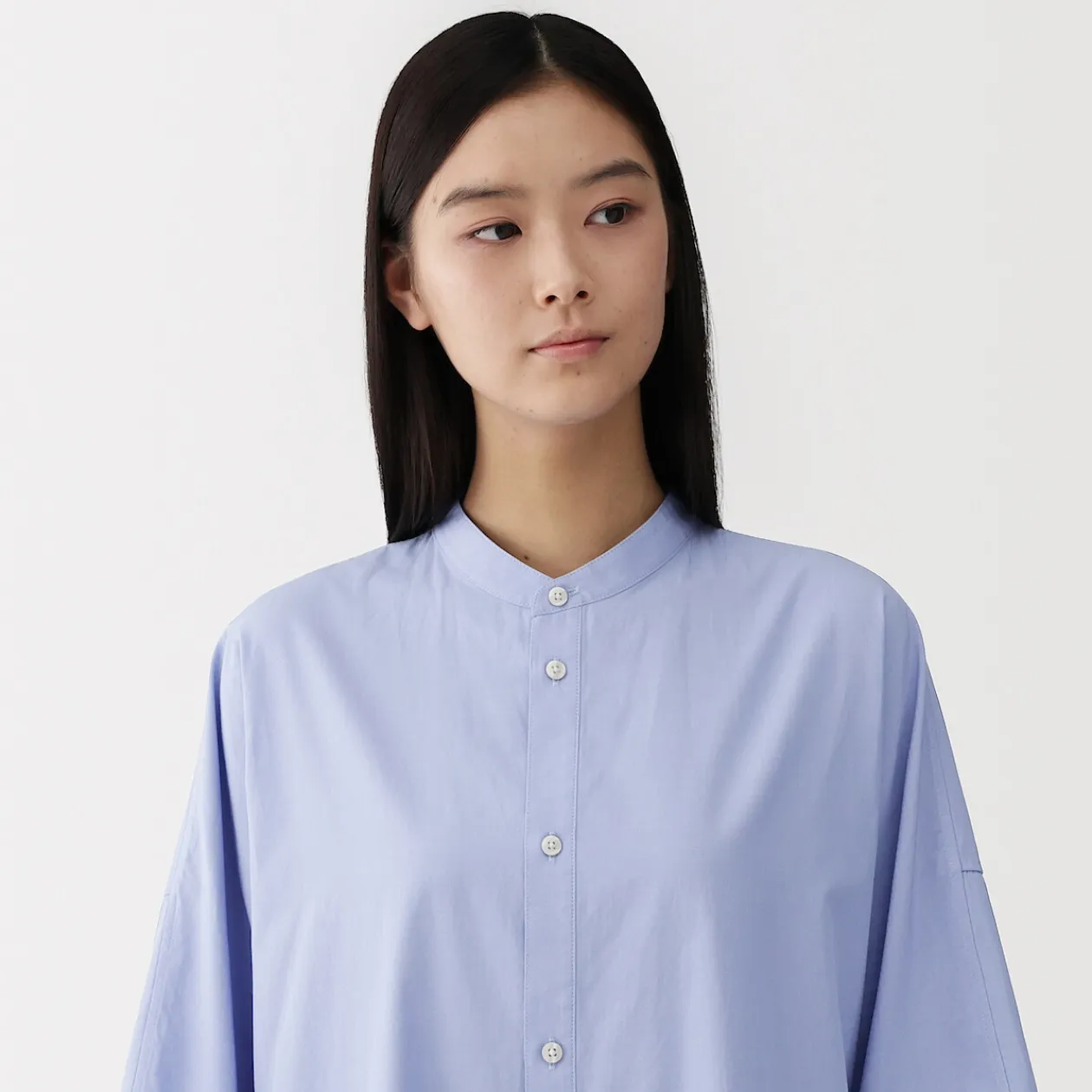 Robes Et Tuniques^Muji Robe chemise à col montant en popeline de coton biologique pour femme