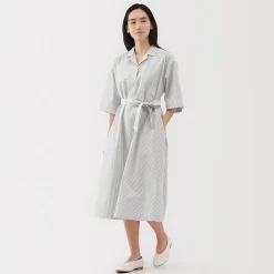 Robes Et Tuniques^Muji Robe chemise large à manches 3/4 et en coton Quick Dry pour femme