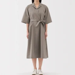 Robes Et Tuniques^Muji Robe chemise large à manches 3/4 et en coton Quick Dry pour femme