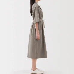 Robes Et Tuniques^Muji Robe chemise large à manches 3/4 et en coton Quick Dry pour femme