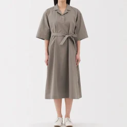 Robes Et Tuniques^Muji Robe chemise large à manches 3/4 et en coton Quick Dry pour femme