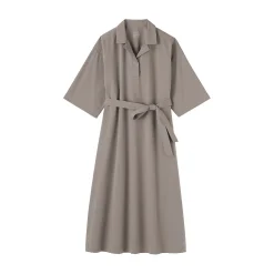 Robes Et Tuniques^Muji Robe chemise large à manches 3/4 et en coton Quick Dry pour femme