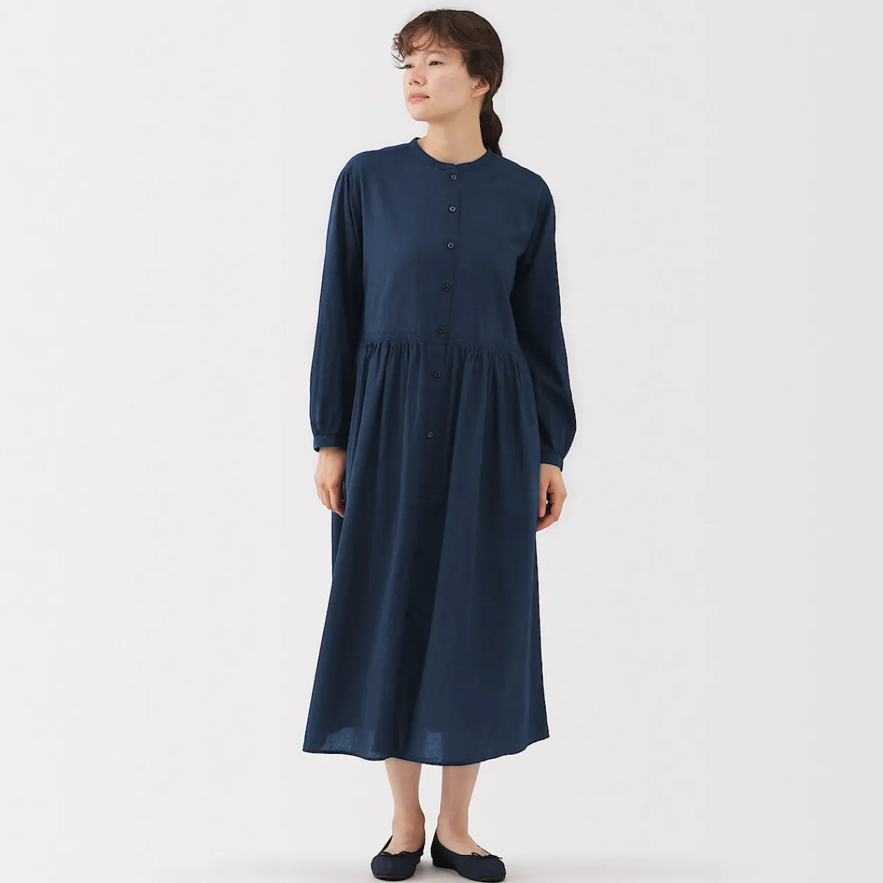 Robes Et Tuniques^Muji Robe chemise midi en voile de coton pour femme