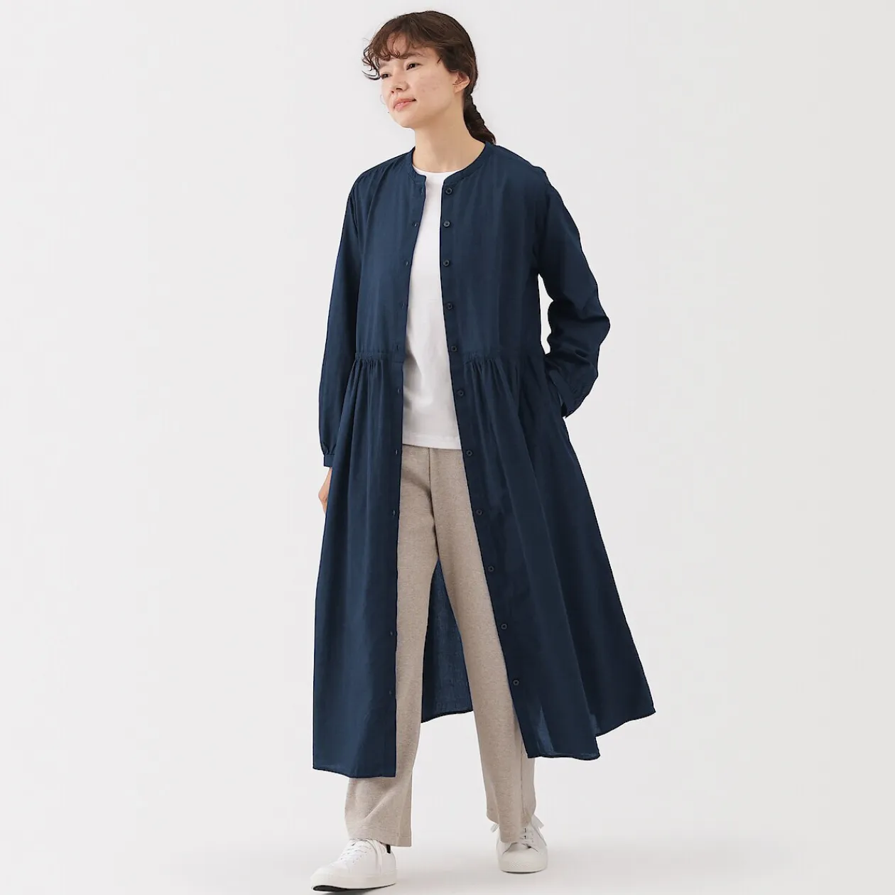 Robes Et Tuniques^Muji Robe chemise midi en voile de coton pour femme